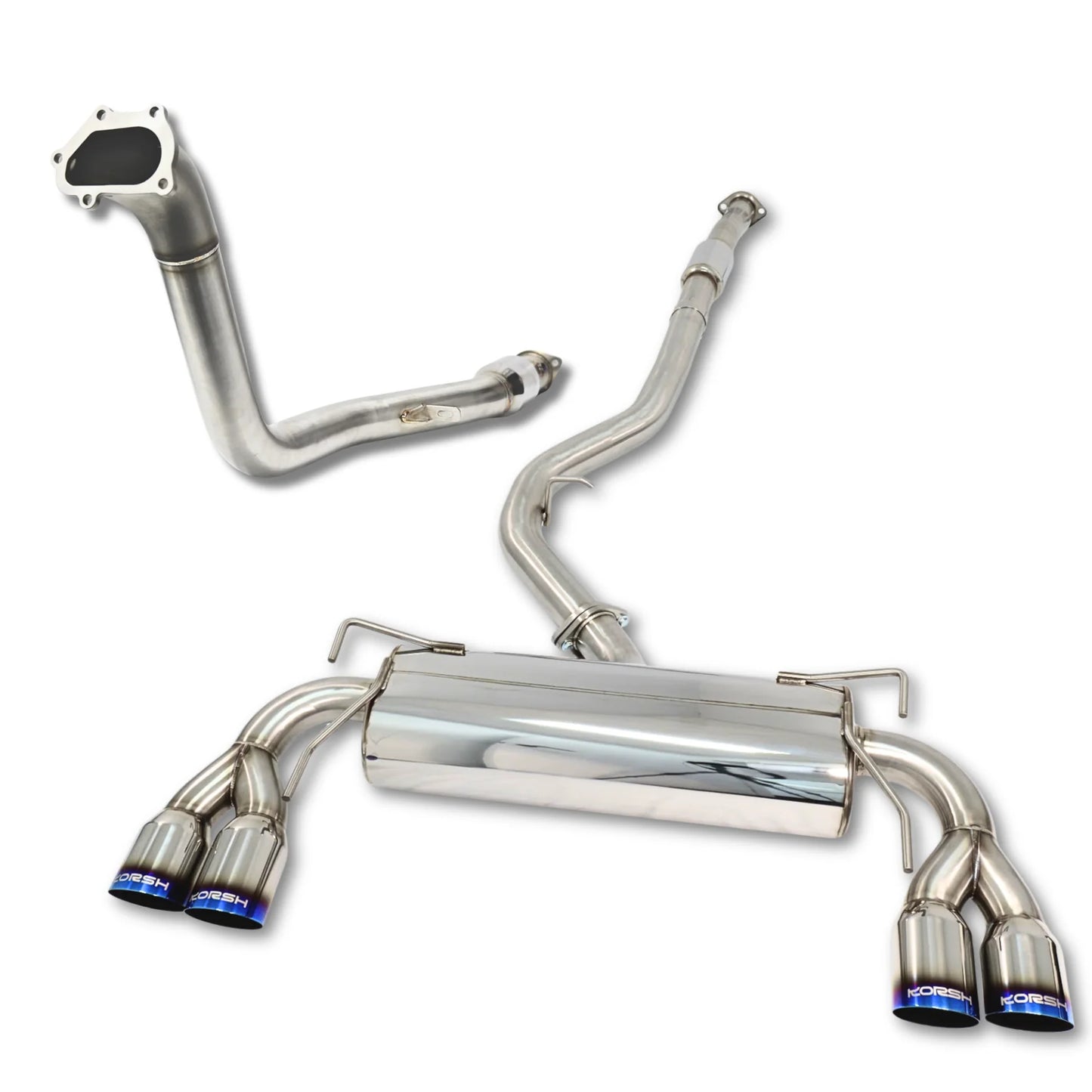 Korsh : Turbo back Exhaust (WRX/STi 08-13 G3 Widebody Hatch) - Stainless Steel with Titanium Tips + Catted Stainless Downpipe