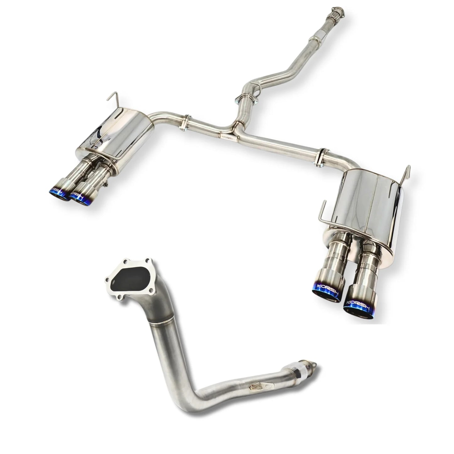 Korsh : Turbo back Exhaust (STi 15-21 VA) - Stainless Steel with Titanium Tips + Catted Stainless Downpipe