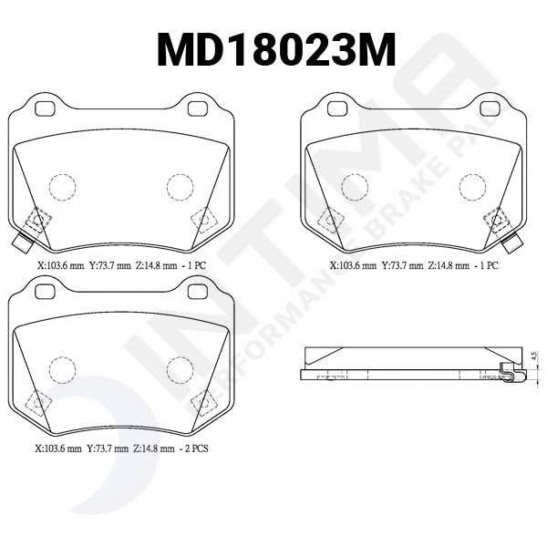 Intima - SR Brake pads - Rear (STi Brembo 18-20) - Fluro Yellow Caliper