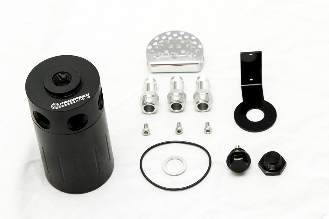 PSR/Motion - Compact Dual Baffled Oil Catch Can - 3 Port - BLACK