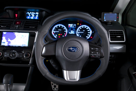 DAMD - D - Shape Steering Wheel - Blue Stitching and Black Leather (WRX/STi VA 15+)