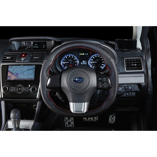 DAMD - D - Shape Steering Wheel - Red Stitching and Black Leather (Levorg VM 14+)