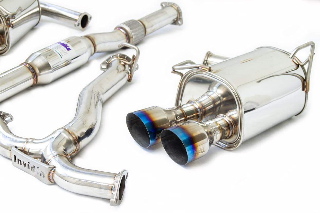 Invidia - Q300 Turbo back Exhaust - Straight Cut Ti Tips (WRX/STi Sedan 11-14)