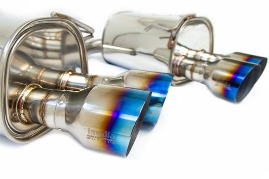 Invidia - Q300 Turbo back Exhaust - Straight Cut Ti Tips (WRX/STi Sedan 11-14)