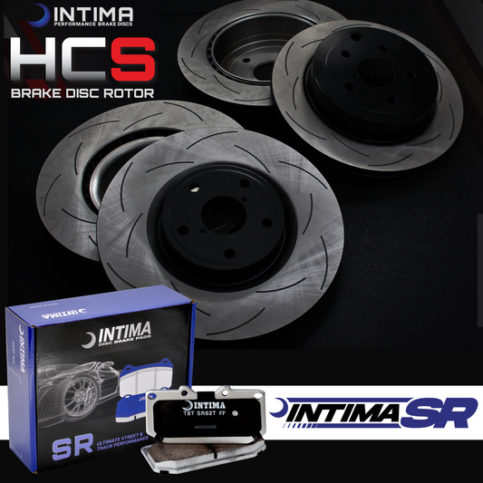 Intima + HCS - Front & Rear Brake Package - HCS Slotted Rotors + Intima SR Brake Pads - (STi 08-17) BREMBO (5X114.3)