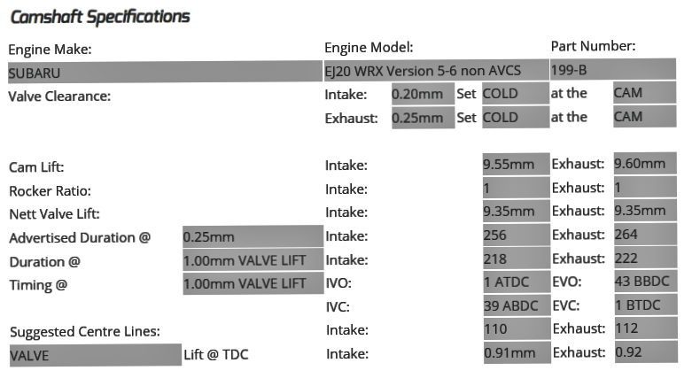 Kelford - EJ20 WRX/STi (Non-AVCS) - 256 & 252/264 Camshaft Set