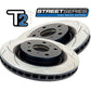 DBA + Elig Front & Rear Brake Package - DBA T2 Slotted Rotors + Elig Street - Brake pads - WRX GC (98-00)