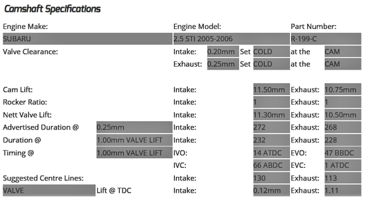 Kelford - EJ25 WRX/STi (AVCS) - 272 & 268/268 Camshaft Set