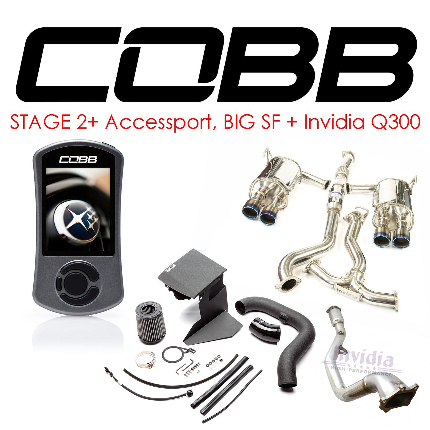 Cobb Tuning - Stage 2+ Accessport, Big SF & Invidia Q300 Package - WRX VA (15-20)