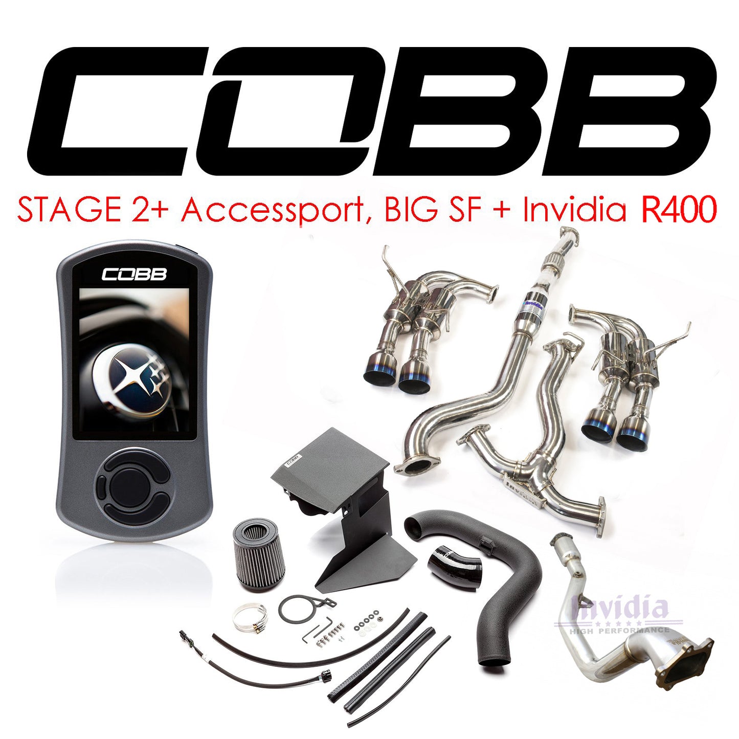 Cobb Tuning - Stage 2+ Accessport, Big SF & Invidia R400 Package - WRX/STi (08-14)
