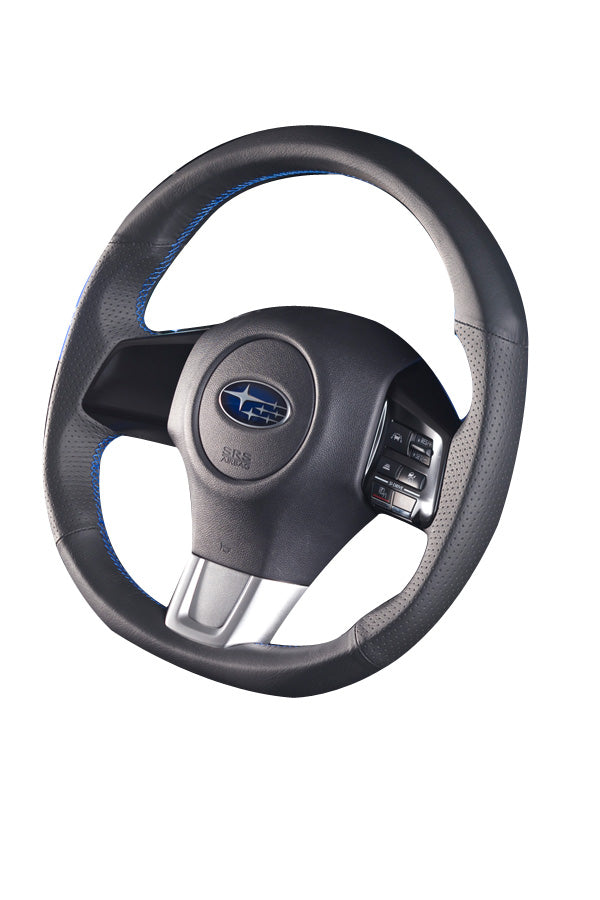 DAMD - D - Shape Steering Wheel - Blue Stitching and Black Leather (WRX/STi VA 15+)