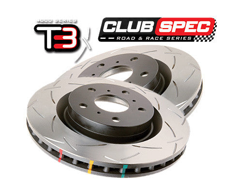 DBA - T3 Slotted Club Spec Rotors - 4000 Series - Rear (Pair) (STi For ...
