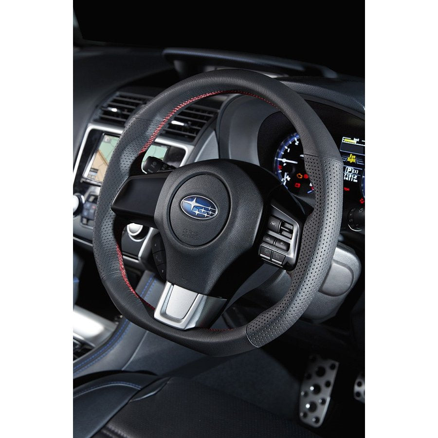 DAMD - D - Shape Steering Wheel - Red Stitching and Black Leather (Levorg VM 14+)