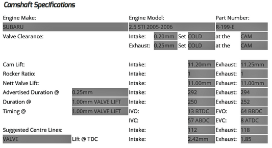 Kelford - EJ25 WRX/STi (AVCS) - 292&288/294 Camshaft Set