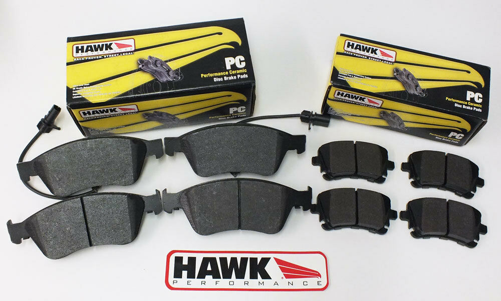 DBA + Hawk Performance - Front & Rear Brake Package - DBA T2 Slotted Rotors + Hawk Performance Ceramic Pads - STi GD (01-07)