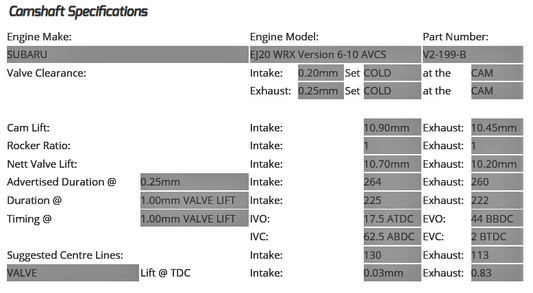 Kelford - EJ20 WRX/STi (AVCS) - 264 & 260/260    Camshaft Set